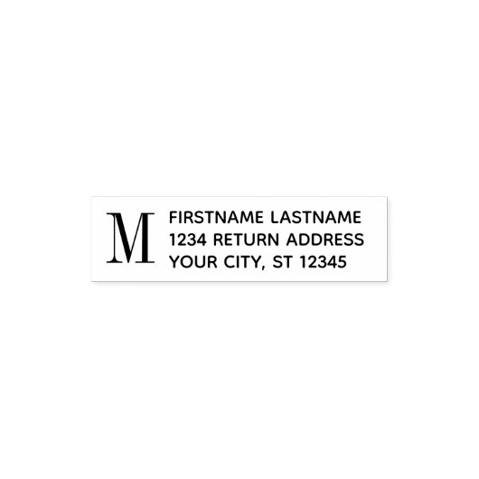 Traditioneel monogram met het Adres van de Terugke Zelfinktende Stempel (Design)