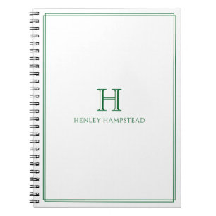 Traditioneel Monogram & Naam Bosgroene Rand Notitieboek