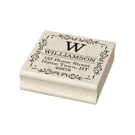 Traditioneel Monogram Vierkant Retouradres Rubberstempel (Stempel)
