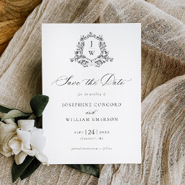Traditioneel Monogram Wapen Bloemrijke Elegante Tr Save The Date