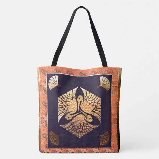 Traditioneel motief van de Japanse zwaan Tote Bag (Achterkant)