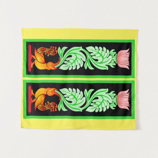 Traditioneel mythisch kunstontwerp in Sri Lanka Wandkleed (Voorkant (horizontaal))