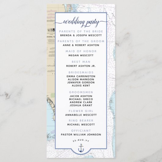Traditioneel #Nautical Zuid #Florida #Wedding Programmakaart (Achterkant)