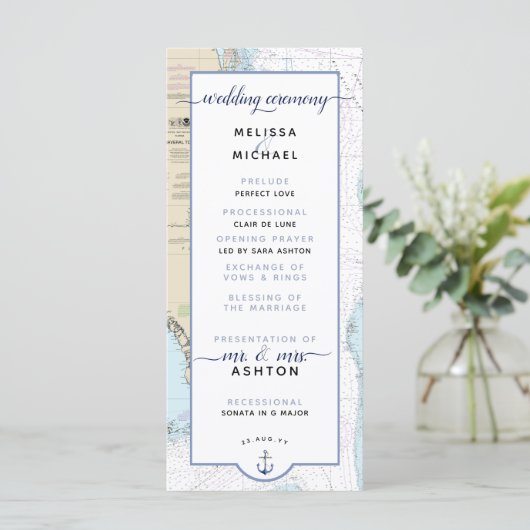 Traditioneel #Nautical Zuid #Florida #Wedding Programmakaart (Staand voorkant)