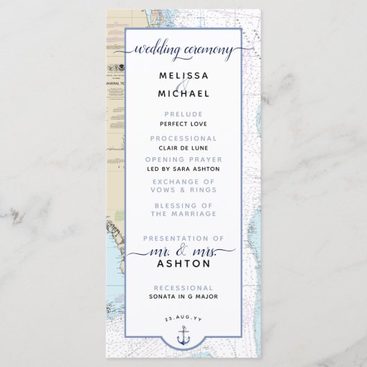 Traditioneel #Nautical Zuid #Florida #Wedding Programmakaart (Voorkant)