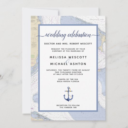 Traditioneel nautisch evenement / bruiloft | Baham Kaart (Voorkant)