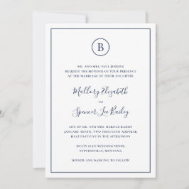 Traditioneel Navy Blauwe Elegante All-in-One Trouw Kaart