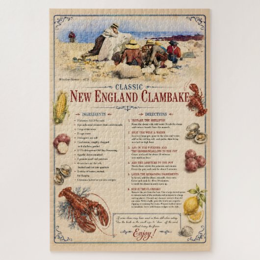 Traditioneel New England Clambake Recept Legpuzzel (Verticaal)