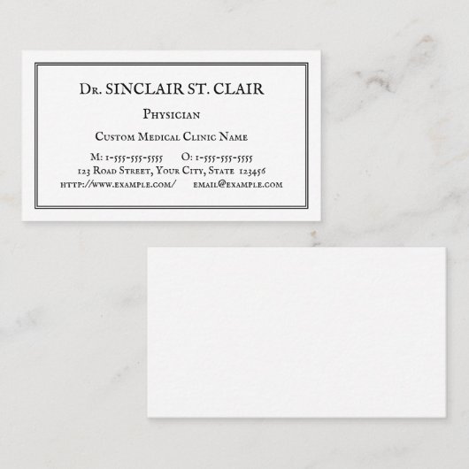 Traditioneel, nostalgisch Visitekaartje (Voorkant / Achterkant)