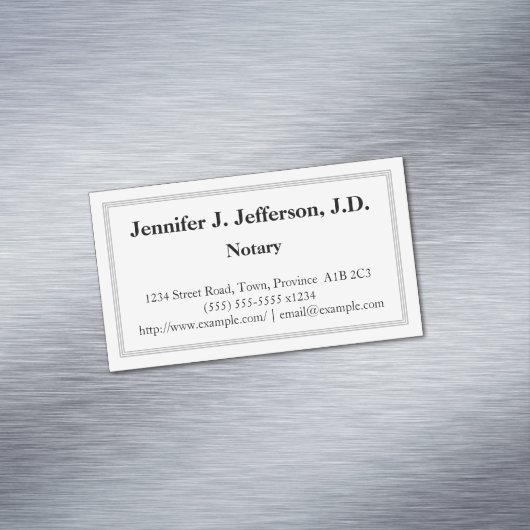 Traditioneel notarieel magnetisch Visitekaartje (Voorbeeld)