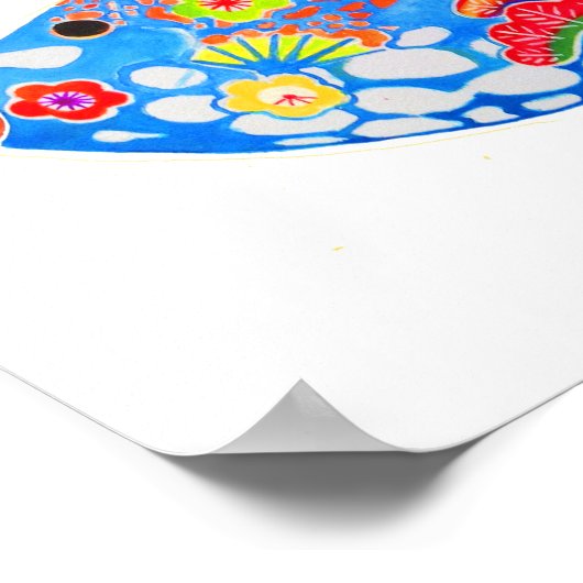 Traditioneel Okinawan-model met viskleurige kleur Poster (Hoek)