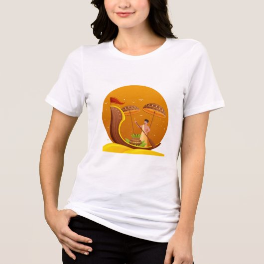 Traditioneel Onam Festival Tri-Blend Shirt (Voorkant)