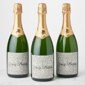 Traditioneel Onderstated formeel wit damast Sparkling Wijnetiket (Flessen)