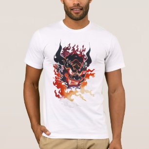 Traditioneel ONI-masker in vlammen T-shirt