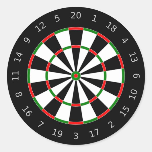 Traditioneel ontwerp van dartbord doelwit ronde sticker (Voorkant)