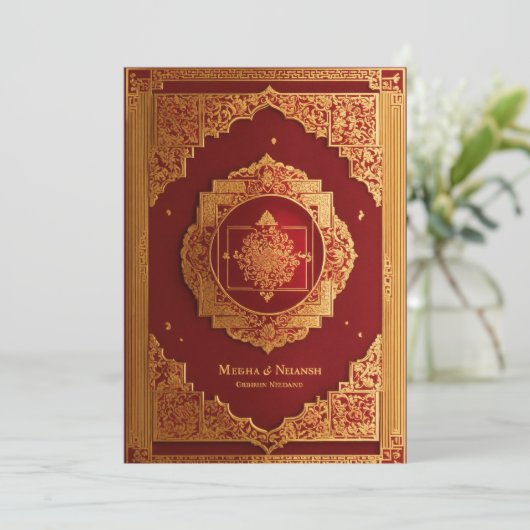 Traditioneel ontwerp van de huwelijkskaart, groot, kaart (Staand voorkant)