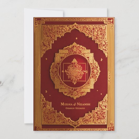 traditioneel ontwerp van trouwkaart, groot, elegan kaart (Voorkant)