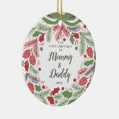 Traditioneel onze eerste kerst als mama en papa keramisch ornament (Rechts)