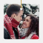 Traditioneel onze eerste kerstfoto keramisch orna keramisch ornament (Achterkant)