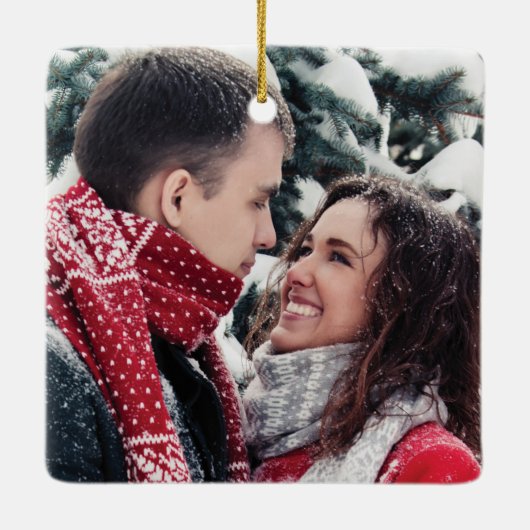 Traditioneel onze eerste kerstfoto keramisch orna keramisch ornament (Achterkant)