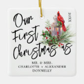 Traditioneel onze eerste kerstfoto keramisch orna ornament (Voorkant)