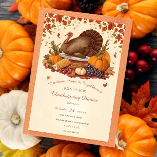 Traditioneel oogstfeest Thanksgiving diner Kaart