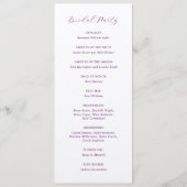 Traditioneel Paars Elegant Huwelijk Programmakaart (Achterkant)