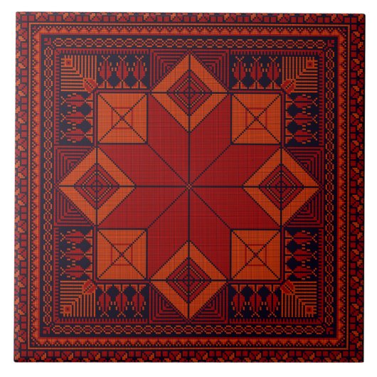 Traditioneel Palestina borduurwerk patroon Tegeltje (Voorkant)