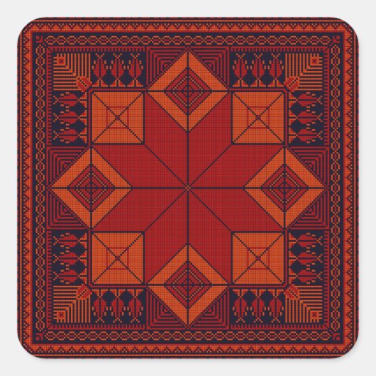 Traditioneel Palestina borduurwerk patroon Vierkante Sticker (Voorkant)