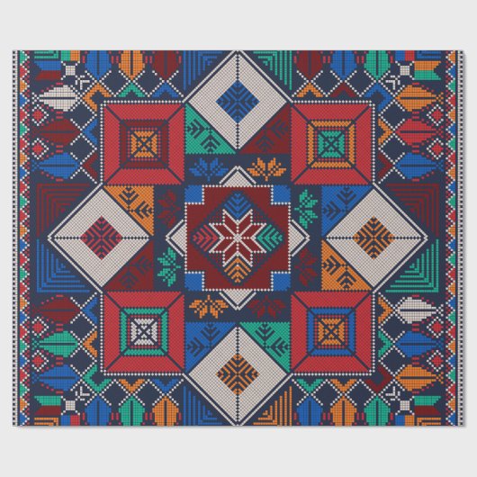 Traditioneel Palestina Borduurwerk tatreez kleurri Cadeaupapier (Vlak)