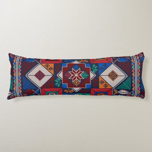 Traditioneel Palestina Borduurwerk tatreez kleurri Lichaamskussen (Voorkant)