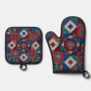 Traditioneel Palestina Borduurwerk tatreez kleurri Ovenwant & Pannenlap Set