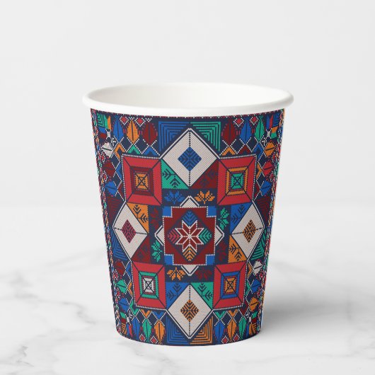 Traditioneel Palestina Borduurwerk tatreez kleurri Papieren Bekers (Achterkant)