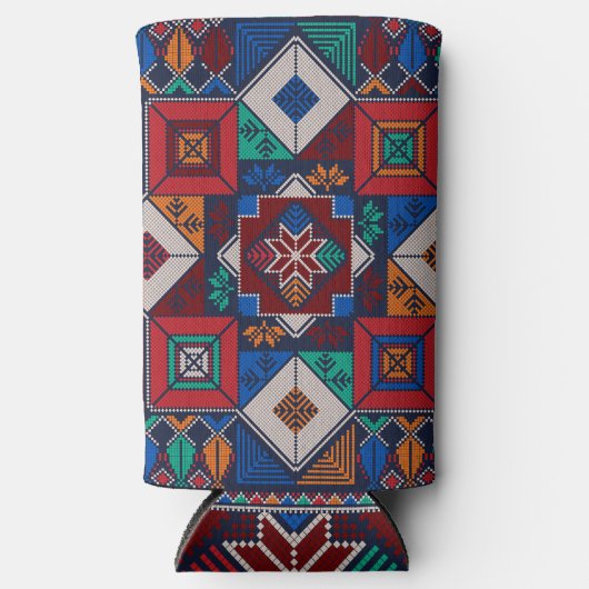 Traditioneel Palestina Borduurwerk tatreez kleurri Seltzer Blikjeskoeler (Voorkant)