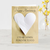 Traditioneel papier 1e jubileum hart kaart (Gele Bloem)