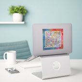 Traditioneel Patchwork Geometrisch Cadeaupapier Sticker (Laptop op bureau)