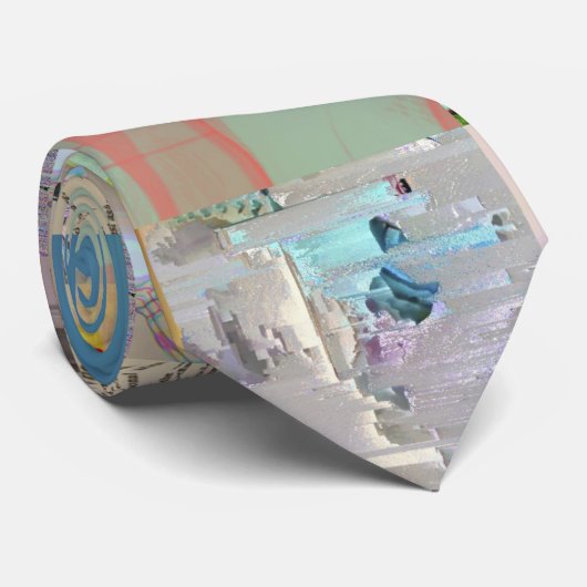 Traditioneel Patchwork Geometrische Glitch Mozaïek Stropdas (Opgerold)