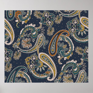 Traditioneel patroon van de Indiase Paisley op de Poster