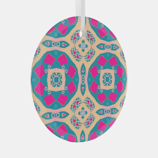 Traditioneel, Peruaanse lappendeken, tegel Glas Ornament (Voorkant Rechts)