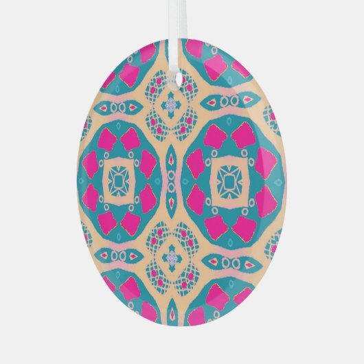 Traditioneel, Peruaanse lappendeken, tegel Glas Ornament (Voorkant links)