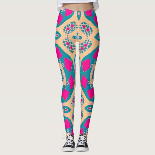 Traditioneel, Peruaanse lappendeken, tegel Leggings (Voorkant)