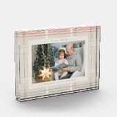 Traditioneel Plaid Gezellig Beige Cabin Kerstcadea Fotoblokken (Links)