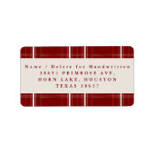 Traditioneel Plaid Gezellig Cabin Bourgogne Adres Etiket (Voorkant)