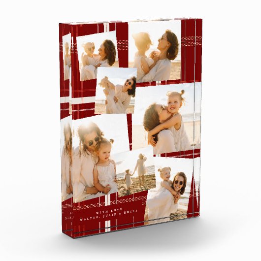 Traditioneel Plaid Gezellig Rood Kerstcadeau Multi Fotoblokken (Links)