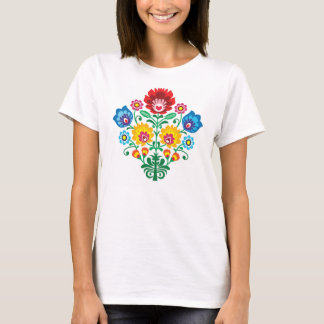 Traditioneel Pools borduurpatroon van bloemfolk T-shirt
