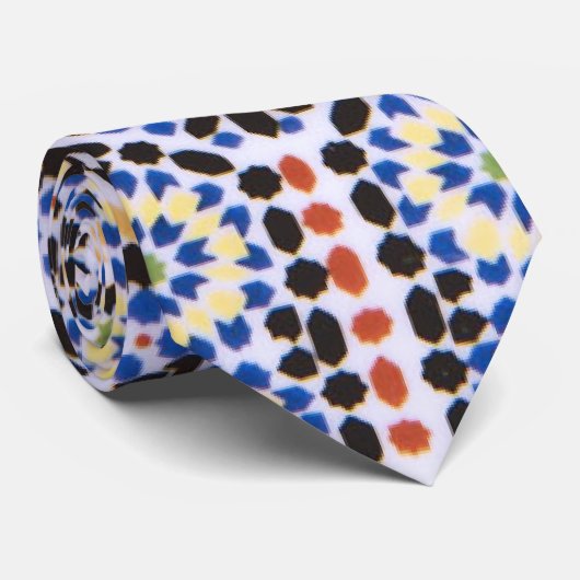 Traditioneel Portugees Azulejo Tegel Pattern Stropdas (Opgerold)