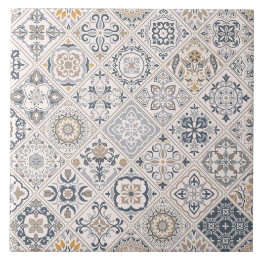 Traditioneel Portugees en Spaans Boho ornament Tegeltje (Voorkant)