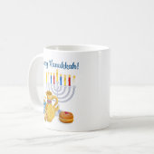Traditioneel Prettig Hanukkah Chag Sameach Menorah Koffiemok (Voorkant links)