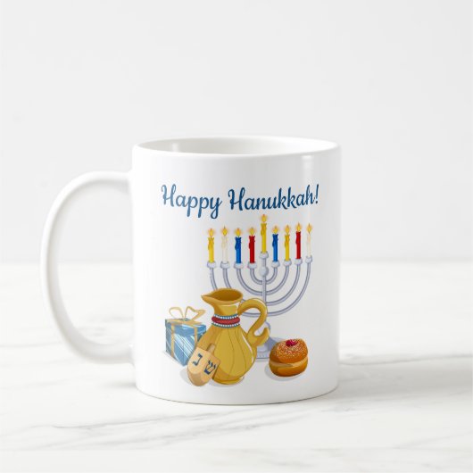 Traditioneel Prettig Hanukkah Chag Sameach Menorah Koffiemok (Links)