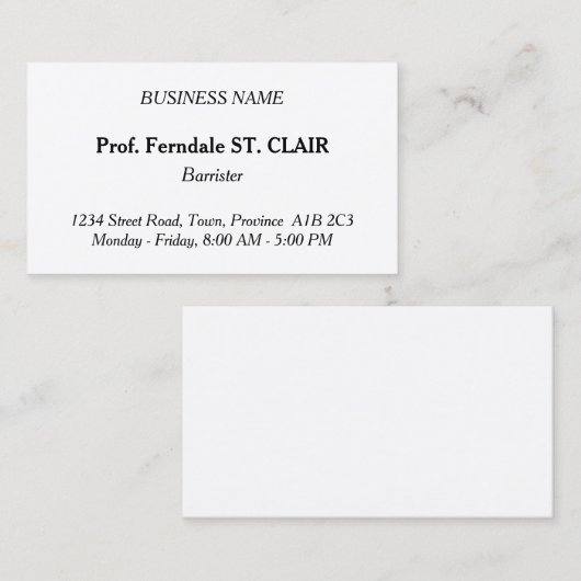 Traditioneel professioneel Visitekaartje (Voorkant / Achterkant)